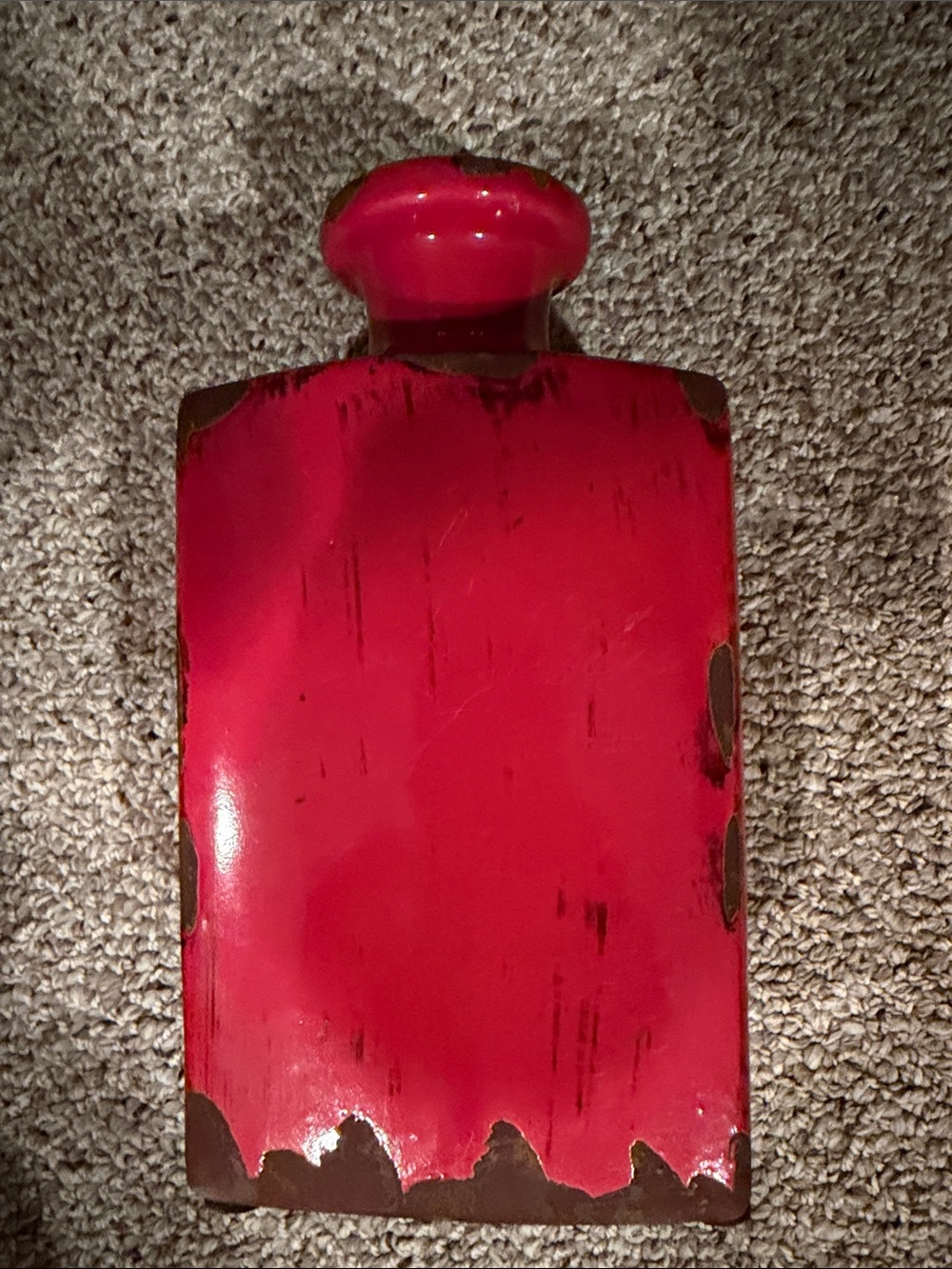 Vintage Red Ceramic Decorative Vase with Distressed Brown Accent